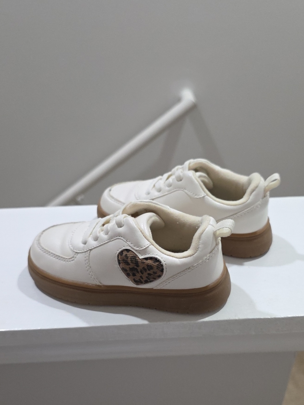 Old Navy Cream Sneakers with Leopard Heart and Gum Sole